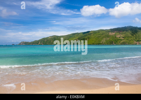 Paesaggio in area di Kuta (visto da Kuta Beach), Lombok, Indonesia Foto Stock