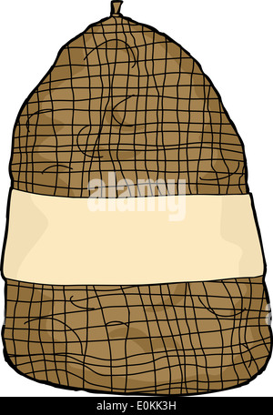 Cartoon isolato del sacco di patate con etichetta vuota Foto Stock