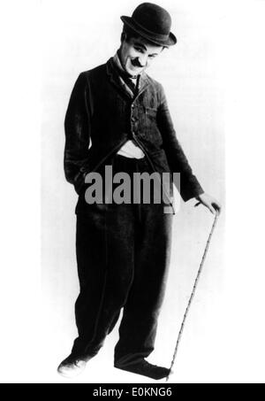 Ritratto di Charlie Chaplin come un barbone Foto Stock