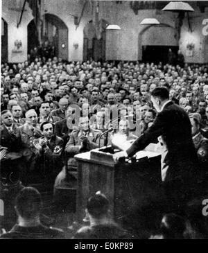 Adolf Hitler durante un intervento Foto Stock