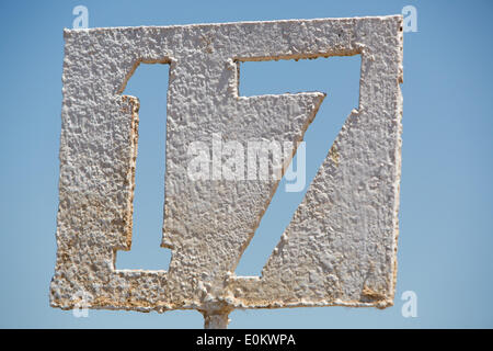 Numero alla Hacienda Feedyard in Brawley in Imperial County, in aprile 2014. Vicino a Brawley è il Brawley zona sismica (BSZ) che collega il San Andreas e guasto guasto imperiale. Foto Stock