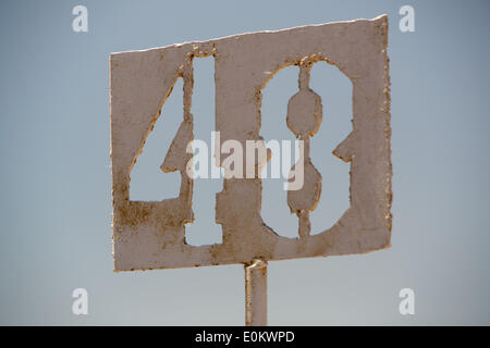 Numero alla Hacienda Feedyard in Brawley in Imperial County, in aprile 2014. Vicino a Brawley è il Brawley zona sismica (BSZ) che collega il San Andreas e guasto guasto imperiale. Foto Stock