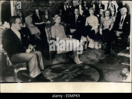 Apr. 18, 1956 - Gli ospiti di nozze di Grace Kelly e il Principe Ranieri di Monaco Foto Stock