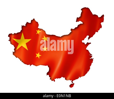 Bandiera della Cina mappa tridimensionale, rendering isolato su bianco Foto Stock