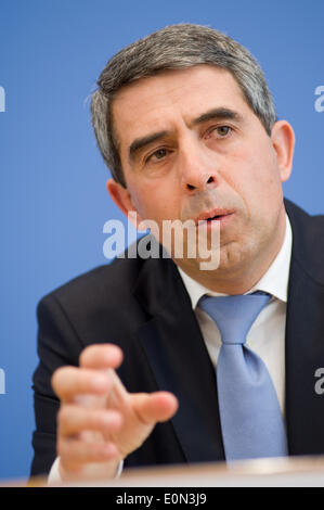 Rosen Plevnelie al Bundespressekonferenz a Berlino il 9 maggio 2014. Foto Stock