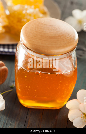 Materie organiche Golden honey comb su uno sfondo Foto Stock