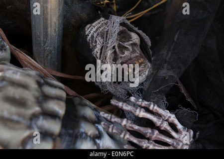 Ghoulish parti scheletriche sono usate come decorazioni di Halloween. Foto Stock