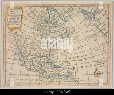 Una mappa accurata del Nord America, prelevata dal miglior moderno mappe e grafici e regolata da Aston'l'Observat ns. Foto Stock