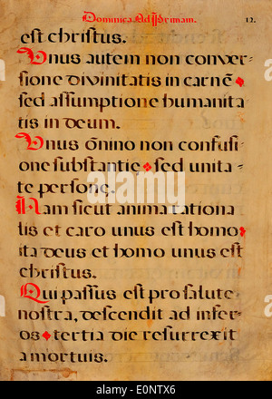 Una pagina del manoscritto spagnolo del canto, che mostra un pezzo storico di musica della tradizione spagnola. Foto Stock