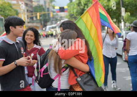 Caracas, Venezuela. Il 17 maggio 2014. La gente a prendere parte a un rally segna la Giornata Internazionale contro l'omofobia e Transphobia, a Caracas, Venezuela, il 17 maggio 2014. © Carlos Becerra/Xinhua/Alamy Live News Foto Stock