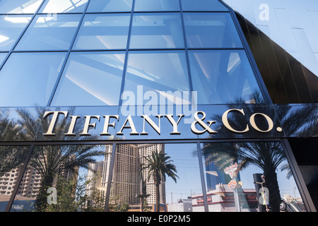 Tiffany e Co logo in un negozio di fronte a Las Vegas. Foto Stock