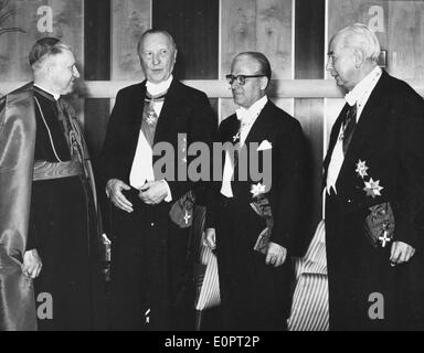 Konrad Adenauer, Theodor Heuss, Giovanni Gronchi Foto Stock