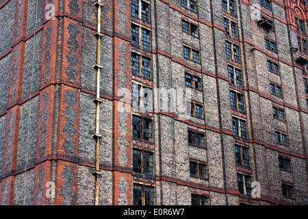 Vecchio abbandonati tabacco vittoriano warehouse in Liverpool Regno Unito, grado 2 elencati, il più grande in mattoni magazzino nel mondo Foto Stock