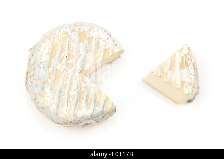 Il francese di formaggio di capra "crottin de chavignol' isolato su un bianco di sfondo per studio. Foto Stock