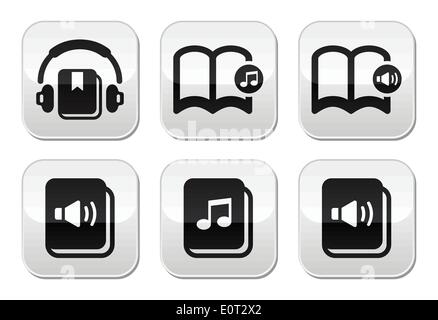 Audiolibro vettore set di pulsanti Illustrazione Vettoriale