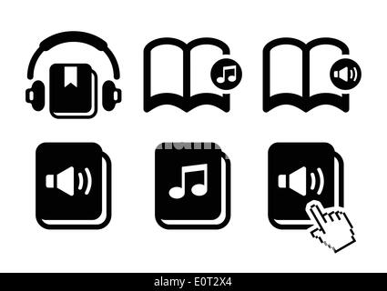 Audiolibro vettore set di icone Illustrazione Vettoriale