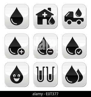 La donazione di sangue vettore set di pulsanti Illustrazione Vettoriale