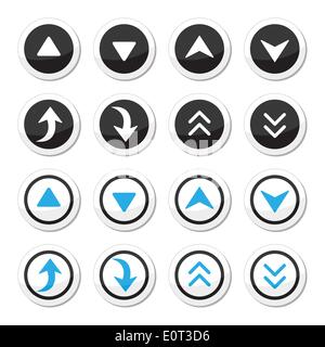 Le frecce in su e in giù tondo set di icone Illustrazione Vettoriale