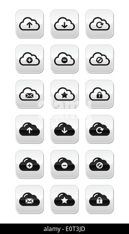Vettore di cloud i pulsanti impostati per il web Illustrazione Vettoriale
