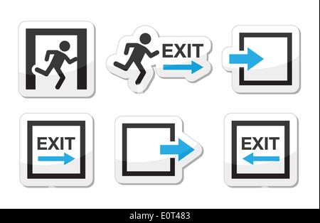 Uscita di emergenza icone set di vettore Illustrazione Vettoriale