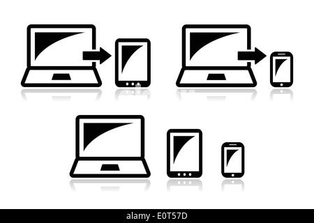 Design sensibile - laptop, tablet e smartphone icone vettoriali Illustrazione Vettoriale