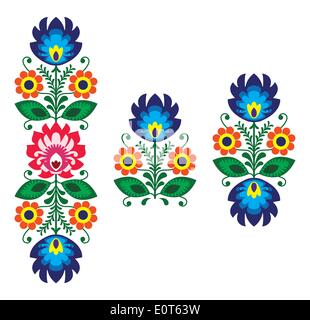 Ricamo Folk con fiori - tradizionale modello polacco Illustrazione Vettoriale