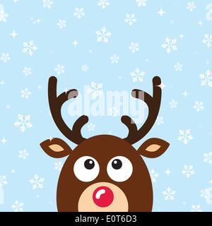 Renne vettore Scheda di Natale con la neve sullo sfondo Illustrazione Vettoriale