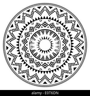 Folk tribale aztec disegno geometrico in cerchio Illustrazione Vettoriale