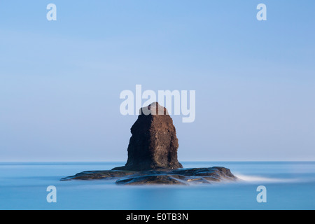 La pila di mare noto come nero al NAB Saltwick Bay, vicino a Whitby, Regno Unito Foto Stock