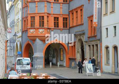 Europastadt Görlitz Zgorzelec vecchie case Sachsen Lausitz Foto Stock