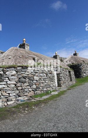 Blackhouse village garenin isola di Lewis in Scozia maggio 2014 Foto Stock