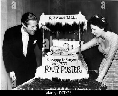 Attori Rex Harrison e Lilli Palmer ad una premiere del film Foto Stock