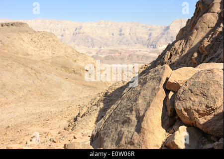 Paesaggi e formazioni geologiche in Timna Park nel sud di Israele Foto Stock