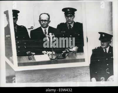 Apr. 04, 1961 - Apertura di Adolf Eichmann in prova - a Gerusalemme caricato con omicidi di massa degli ebrei.: La versione di prova ha aperto questo Foto Stock