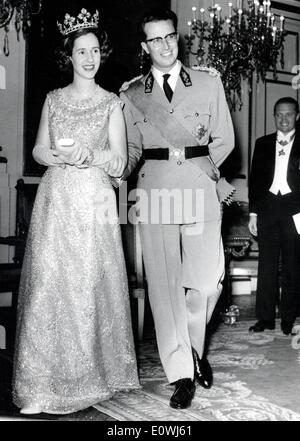 King Baudouin e Regina Fabiola presso il Royal Palace Foto Stock