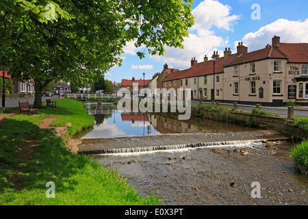 Fiume Leven al grande Ayton, bassa verde, North Yorkshire, Inghilterra, Regno Unito. Foto Stock