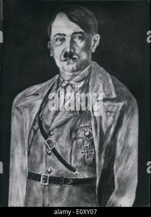 Apr. 04, 1968 - Ritratto di Adolf Hitler dipinta da Josef Bachman, uno studente da Monaco di Baviera, che ha tentato di uccidere Rudi Dutschke, leftist leader degli studenti a Berlino ovest il 12 aprile 1968. Foto Stock
