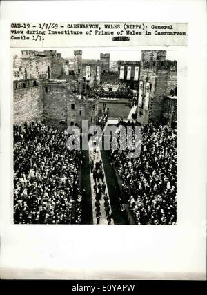 Lug. 07, 1969 - investitura del Principe di Galles Caernarvon Castle Caernarvon, Galles Bippa : vista generale durante il Investit Foto Stock