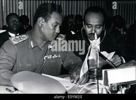 Sett. 09, 1970 - Addis Abeba in Etiopia: Maj Gen Jaferm El-Numeiry Presidente del Sudan presso la OUA Capi di vertice degli Stati. Foto Stock