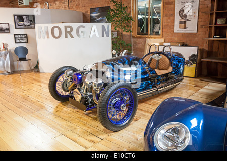 Morgan 3 wheeler M3W Grim Reaper Edition presso la Morgan Motors auto Fabbrica e Museo Foto Stock