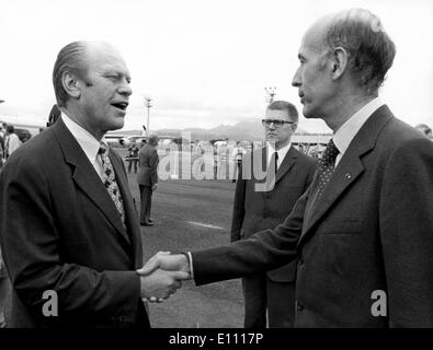 Valery Giscard d'Estaing visitando il Presidente Ford Foto Stock