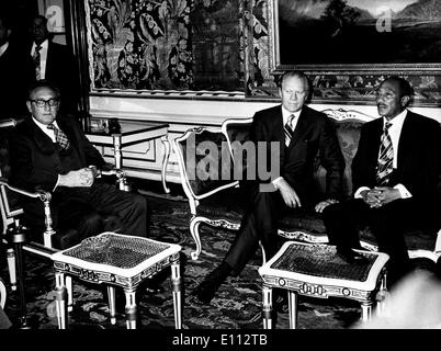 Presidente Gerald Ford con Anwar El Sadat Foto Stock