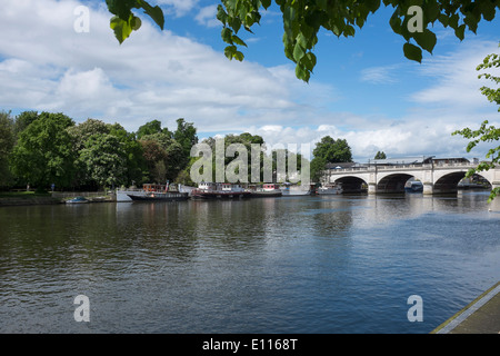 Il fiume il Tamigi a Kingston Upon Thames Londra Inghilterra REGNO UNITO Foto Stock