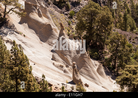 Il Paisaje Lunar, o paesaggio lunare zona vicino a Vilaflor, Tenerife, Isole Canarie, Spagna. Foto Stock