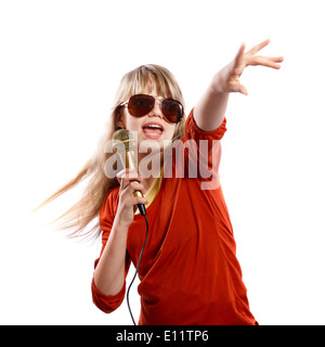 ragazza che canta Foto Stock