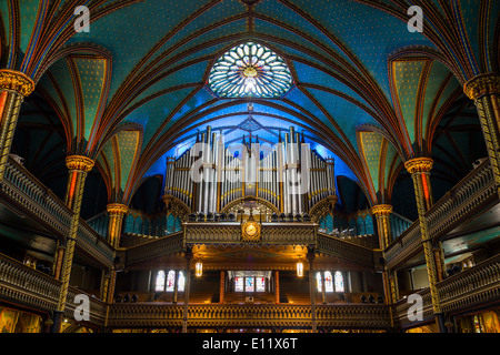 L'organo a canne della Basilica di Notre Dame a Montreal, Quebec, Canada. Foto Stock