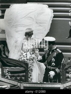 Jul 29, 1981 - Londra, Inghilterra, Regno Unito - Le nozze del principe Charles e Lady Diana Spencer. Foto Stock