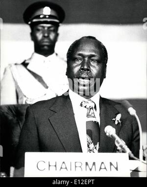 21 dicembre 2011 - Kenya Presidente Daniel Arap Moi affrontando la OUA Capi di Stati. Il presidente Moi è ora il Presidente della OUA dei prossimi dodici mesi. Foto di Camerapix, Box 45048, Nairobi, Kenia. Foto Stock