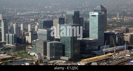 Vista aerea del Canary Wharf a Londra, Regno Unito Foto Stock