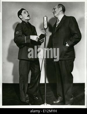 Febbraio 24, 2012 - Western Union cantando messenger Arthur Buckley e Gabriel Heatter su di noi il popolo WABC 9 p.m. Gennaio 14, 1941 Foto Stock